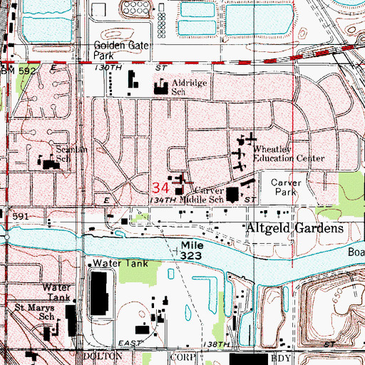 Topographic Map of Our Lady of the Gardens School (historical), IL