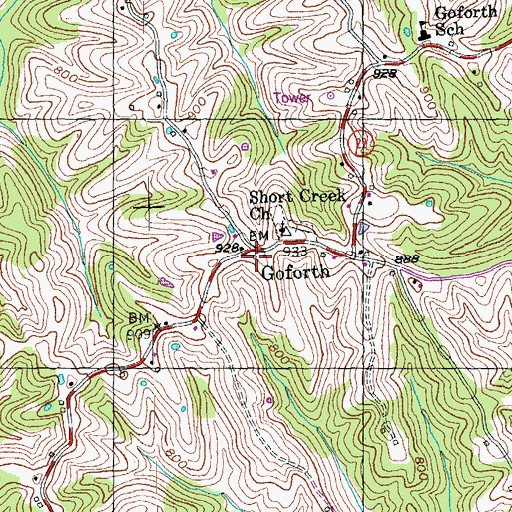 Topographic Map of Goforth Post Office (historical), KY