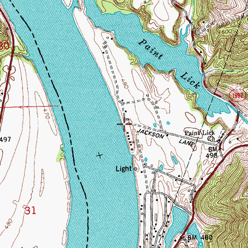 Topographic Map of Jackson Landing (historical), KY