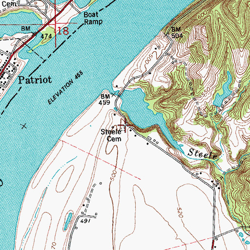 Topographic Map of Steeles Creek (historical), KY
