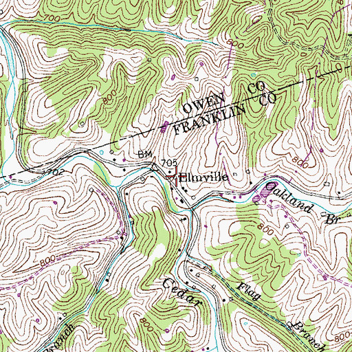 Topographic Map of Cedar Creek Mill (historical), KY