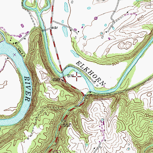 Topographic Map of Elkhorn Post Office (historical), KY