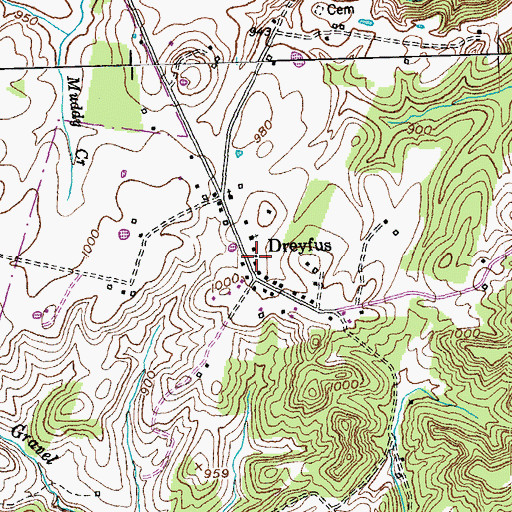 Topographic Map of Dreyfus Post Office (historical), KY