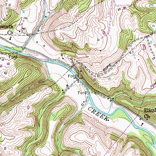Topographic Map of Moberlys Branch, KY