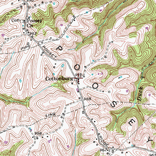 Topographic Map of Cottonsburg Post Office (historical), KY
