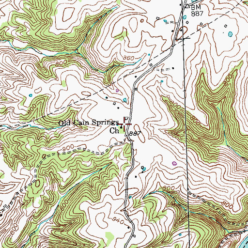 Topographic Map of Old Cane Springs School (historical), KY