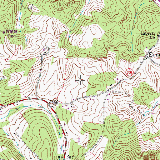 Topographic Map of Old Burnett Cemetery, VA