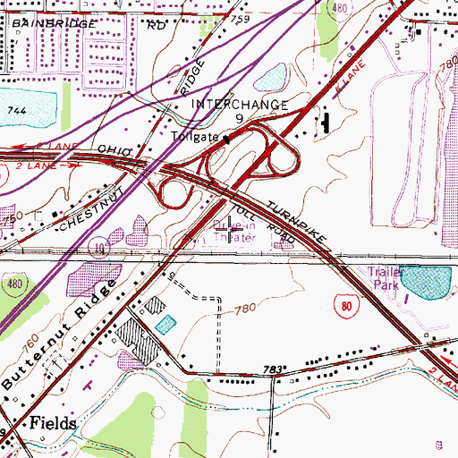 Topographic Map of Aut-O-Rama Twin Drive-In Theatre, OH