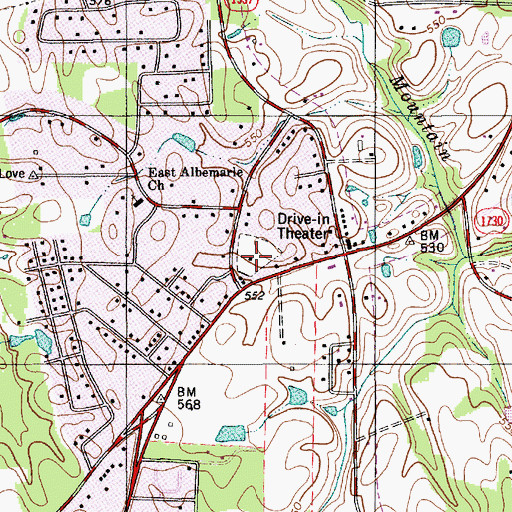 Topographic Map of Badin Road Drive-In, NC