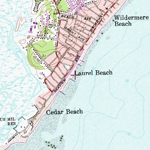 Topographic Map of Laurel Beach, CT