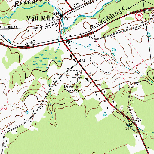 Topographic Map of Vail Mills Drive-In (historical), NY