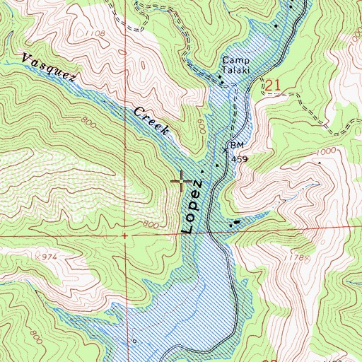 Topographic Map of Vasquez Creek, CA