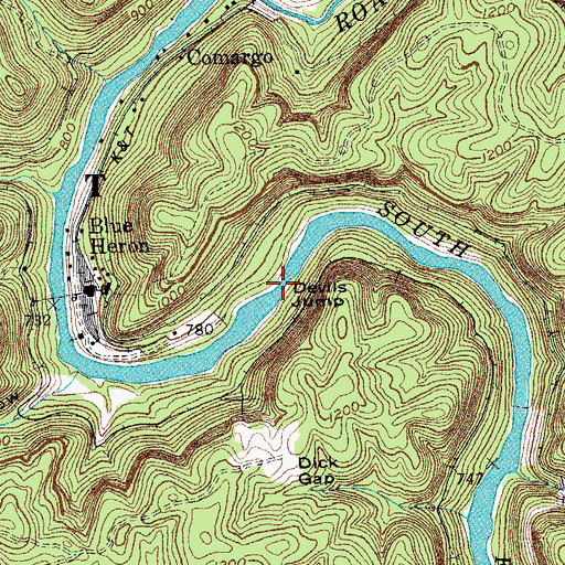 Topographic Map of Devils Jump Rapids, KY