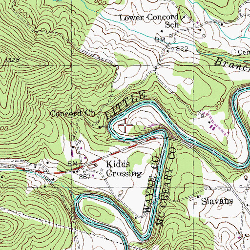 Topographic Map of Old Bent Fields, KY