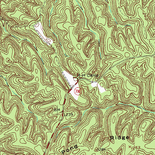 Topographic Map of Four-H Camp (historical), KY