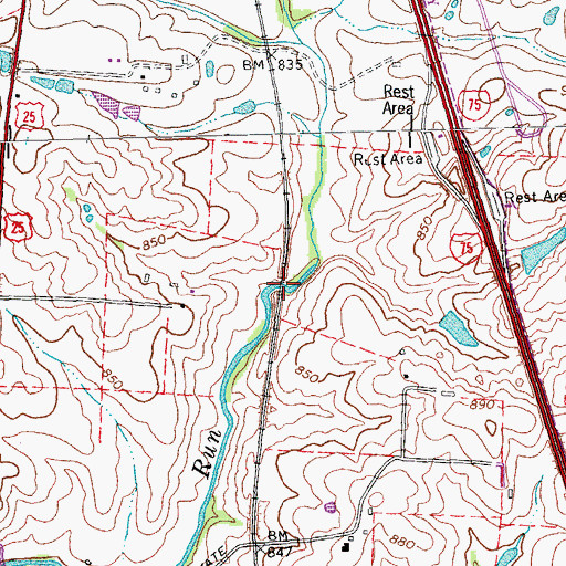 Topographic Map of Dry Run Bridge, KY