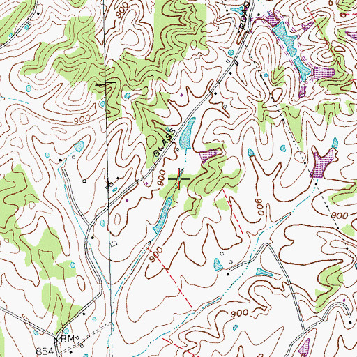 Topographic Map of Humphreys Lakes, KY