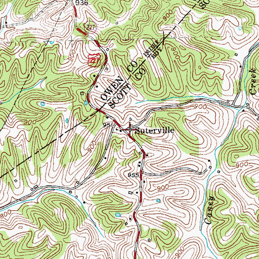 Topographic Map of Sutterville Post Office (historical), KY