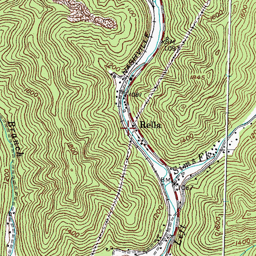 Topographic Map of Rella Railroad Station (historical), KY