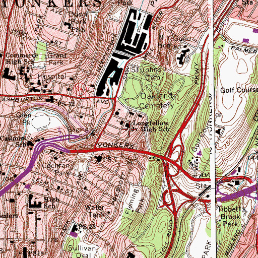 Topographic Map of John J Horkey Junior Memorial Park, NY