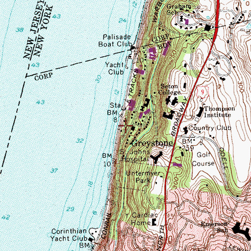 Topographic Map of Hudson-Fulton Park, NY