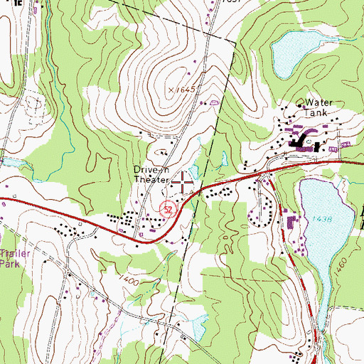 Topographic Map of Mountain Drive-In (historical), NY