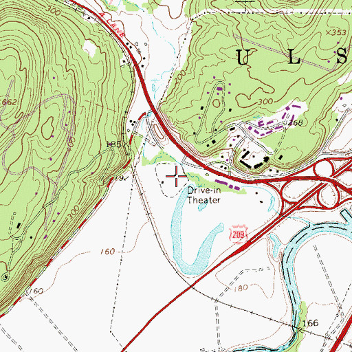 Topographic Map of Sunset Drive-In (historical), NY