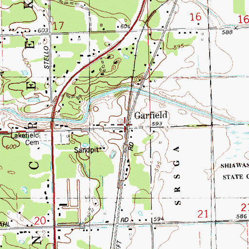 Topographic Map of Garfield Station (historical), MI