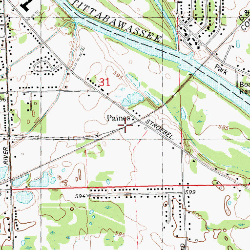 Topographic Map of Paines Station, MI