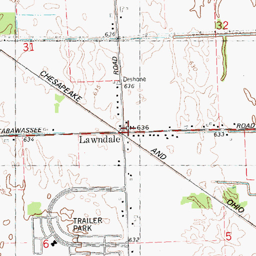 Topographic Map of Lawndale Station, MI