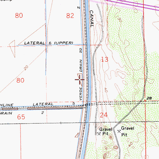 Topographic Map of Verde Drain Two D, CA