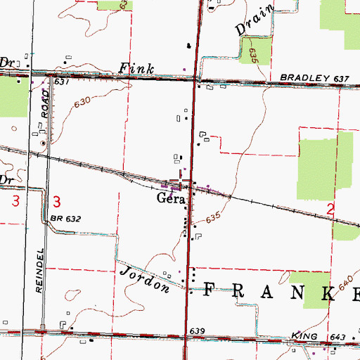 Topographic Map of Gera Station, MI