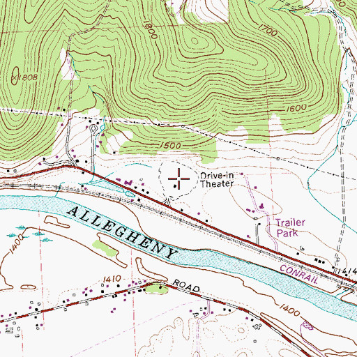 Topographic Map of Allegany Drive-In (historical), NY
