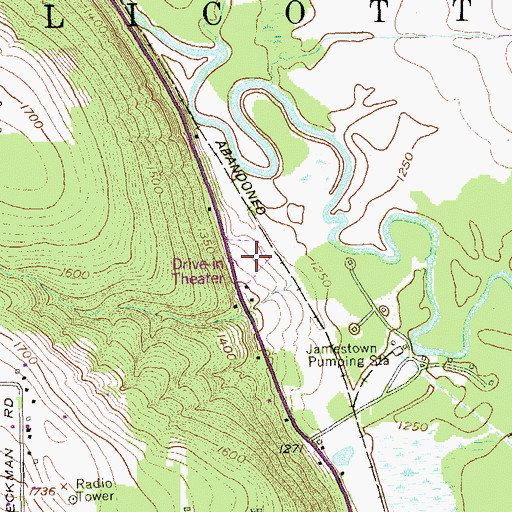 Topographic Map of Falconer Drive-In (historical), NY