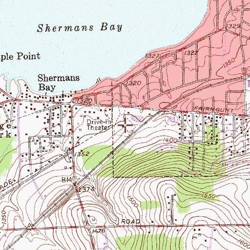 Topographic Map of Lakewood Drive-In (historical), NY