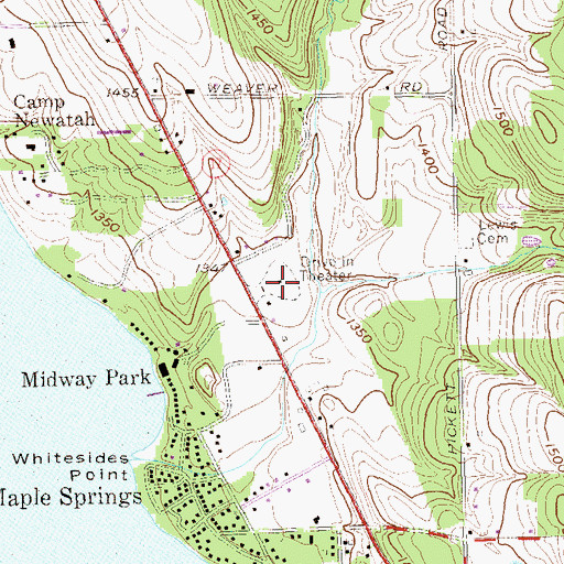 Topographic Map of Midway Drive-In (historical), NY