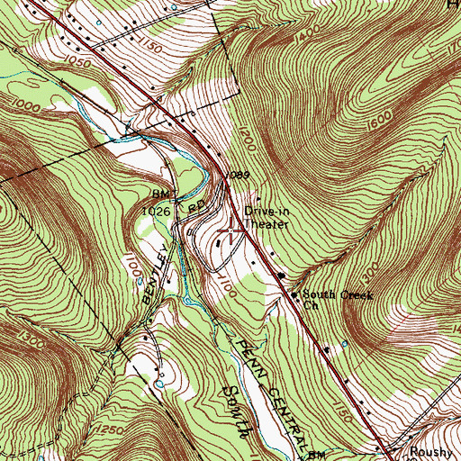 Topographic Map of Roxy Drive-In (historical), NY