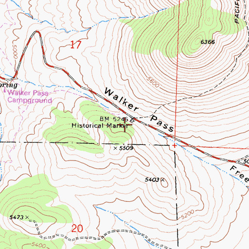 Topographic Map of Walker Pass, CA