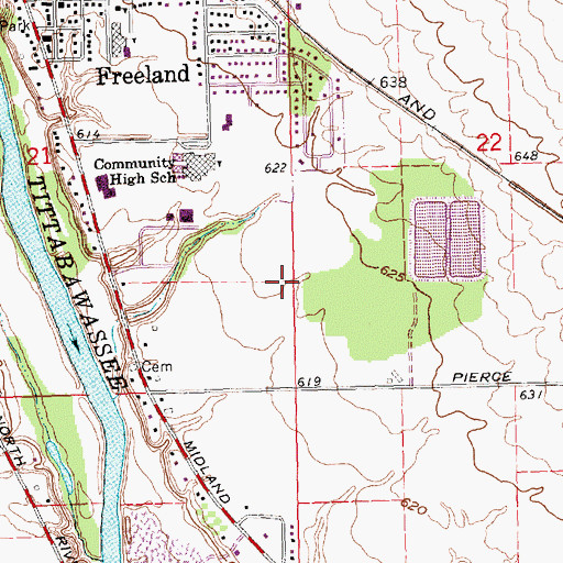 Topographic Map of Tittabawassee Post Office (historical), MI