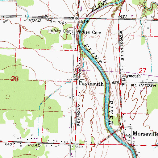 Topographic Map of Taymouth Post Office (historical), MI