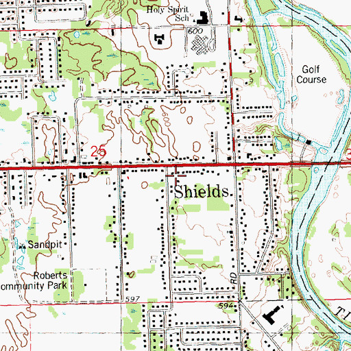 Topographic Map of Shields Post Office (historical), MI