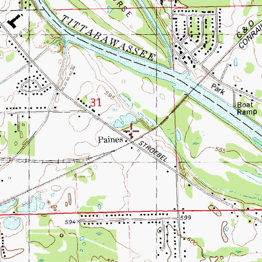 Topographic Map of Paines Post Office (historical), MI