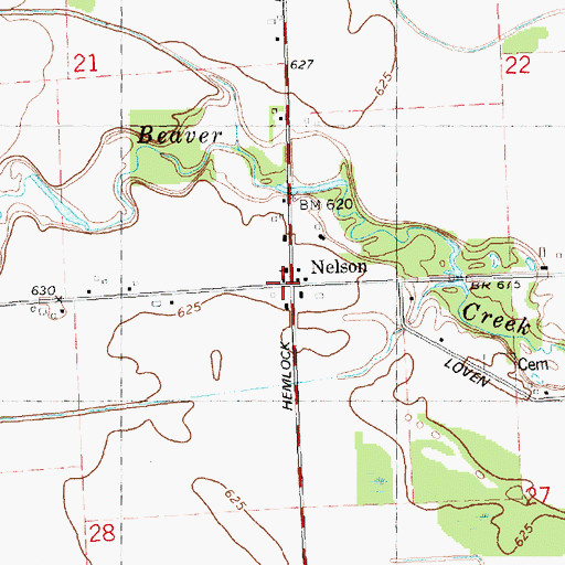 Topographic Map of Nelson Post Office (historical), MI