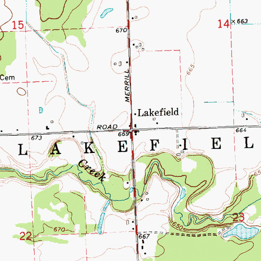 Topographic Map of Lakefield Post Office (historical), MI
