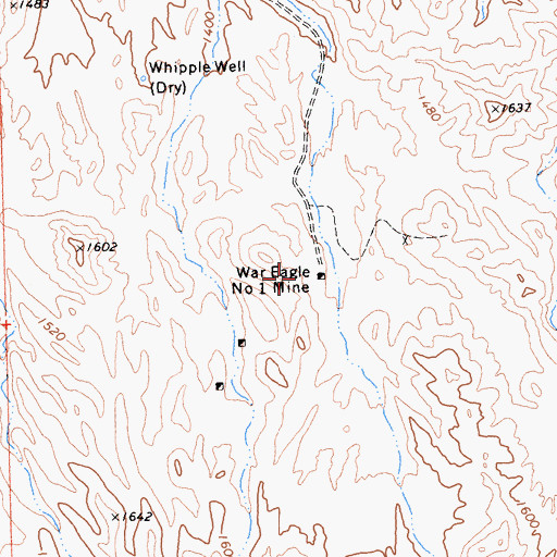 Topographic Map of War Eagle Number One Mine, CA