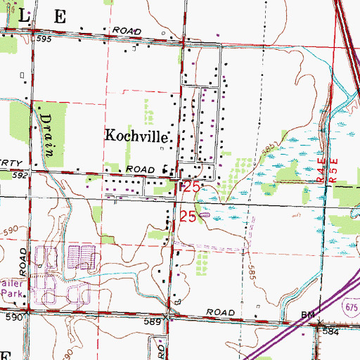 Topographic Map of Kochville Post Office (historical), MI