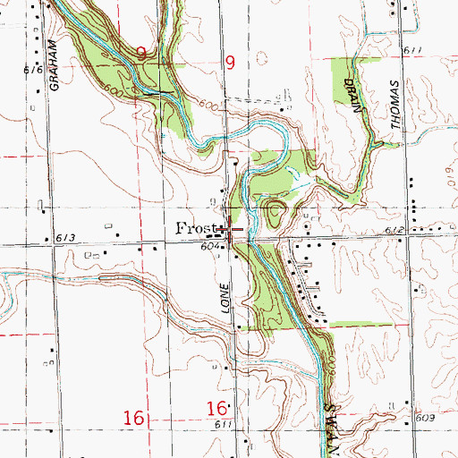 Topographic Map of Frost Post Office (historical), MI