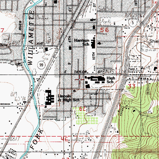 Topographic Map of Al Kennedy Alternative High School, OR