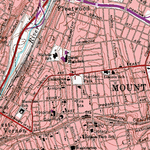Topographic Map of McArthur Circle (historical), NY