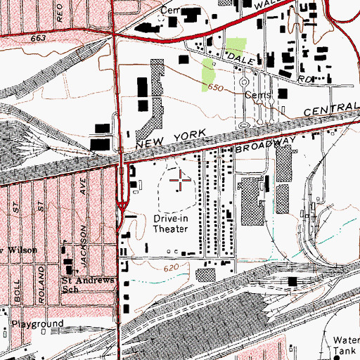 Topographic Map of Broadway Drive-In (historical), NY